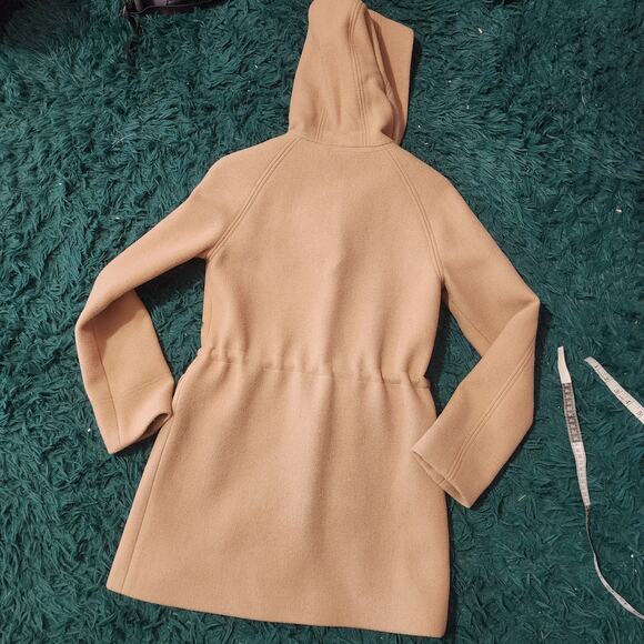 J.Crew Wool Blend Hooded Coat Sz 2 – Camel Zip/Button Jacket, Warm & Stylish - Picture 2 of 8